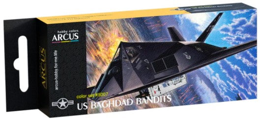 Arcus Hobby Colors 5007 US Baghdad Bandits Stealth Aircraft Enamel Paint Set (6 Colors) 10ml Bottles