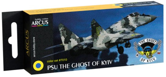 Arcus Hobby Colors 7010 PSU The Ghost of Kyiv Pixel MiG29 Ukrainian AF Fighter Aircraft Enamel Paint Set (6 Colors) 10ml Bottles