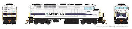 Rapido Trains 19016 HO Scale GMD F59PH - Standard DC -- Metrolink 853 (white, blue Stripe)