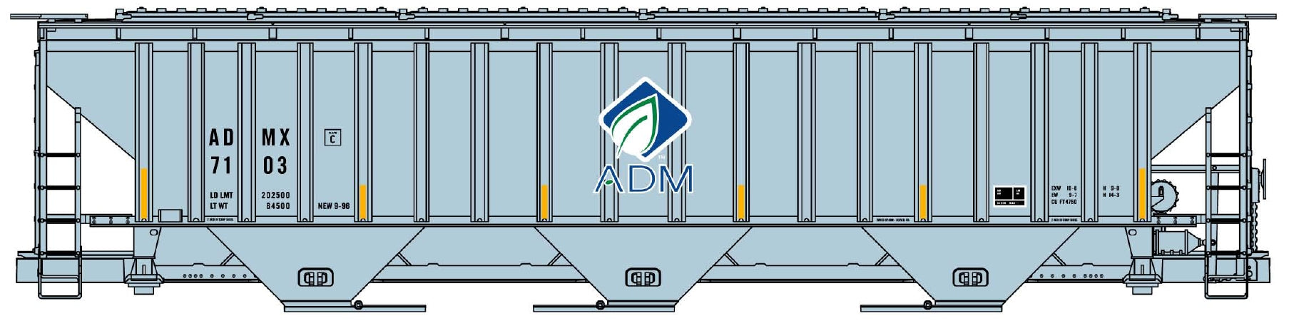 Accurail 6544 Ho Ps Cvd Hopper Archer Daniels Midland