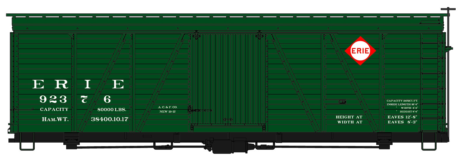 Accurail 1175 Ho 36'Fowler Wood Boxcar Erie Exp
