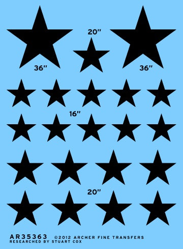Archer Fine Transfers 35363 1/35 Modern US National Insignias (Black 16", 20", 36")