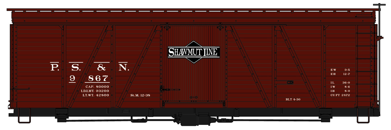Accurail 1177 Ho 36'Fowler Wood Boxcar Ps&N