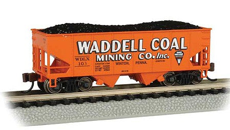 Bachmann 19515 HO Scale USRA 55-Ton Outside-Braced Hopper with Load - Ready to Run - Silver Series(R) -- Waddell Coal 101 (orange, white)