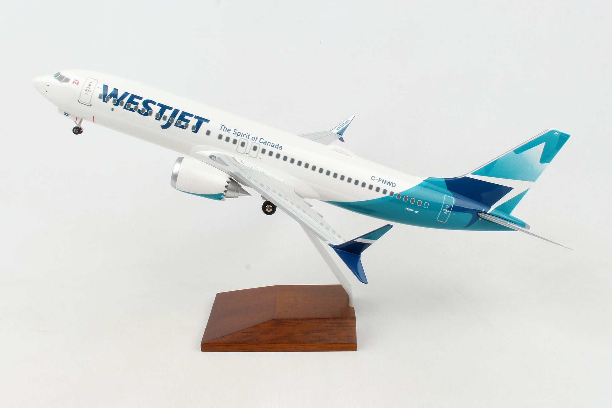 Skymarks Supreme SKR8276 Skymarks Westjet 737-Max8 1/100 W/Wood Stand & Gear New Live