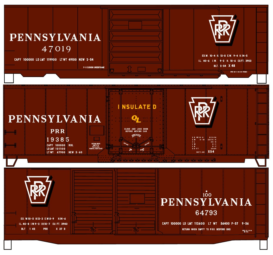 Accurail 8083 Ho 40'Boxcar Prr 3#Set