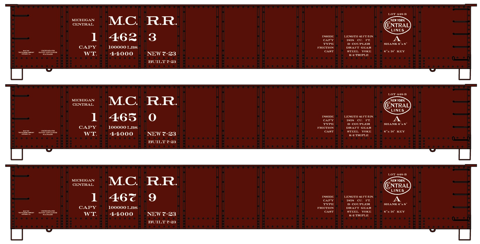 Accurail 37714 Ho 41' Steel Gondola Mich Cent/Nyc 3#Set