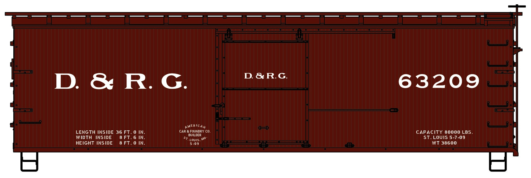 Accurail 1401 Ho 36'Dblsht Bxcar D&Rg