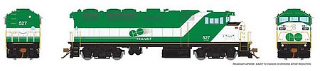 Rapido Trains 19509 HO Scale GMD F59PH - LokSound and DCC -- GO Transit #527 (green, white; Special Logo)