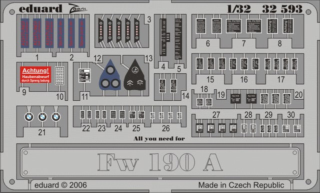 Eduard 32593 1/32 Aircraft- Fw190 Placards for HSG (Painted)