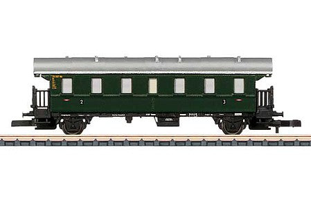 Marklin 87501 Z Scale Type BCi 2nd-3rd Class "Thunder Box" Coach - Ready to Run -- German Federal Railroad (Era IIIa, green, silver)