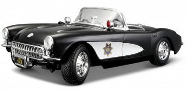 Maisto 31380WTB 1/18 1957 Corvette Police Car (Black/White) (D)