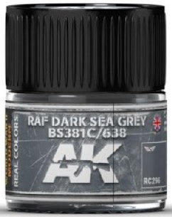 AK Interactive RC296 Real Colors: RAF Dark Sea Grey BS381C/638 Acrylic Lacquer Paint 10ml Bottle