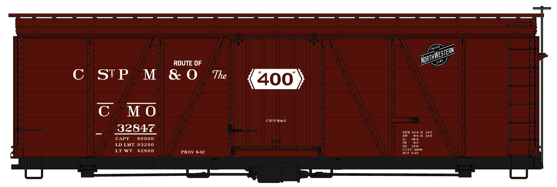 Accurail 1172 Ho 36'Fowler Wood Bxcar Cstpm&O
