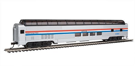Bachmann 13004 HO Scale Budd 85' Full-Length Dome with Lights - Ready to Run - Silver Series(R) -- Amtrak 10031 Ocean View (Phase III, silver, blue, white, red)