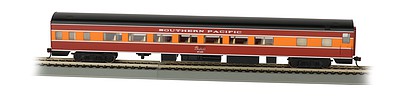 Bachmann 14207 HO Scale 85' Smooth-Side Coach w/Lights - Ready to Run -- Southern Pacific (Daylight Black, orange, red)
