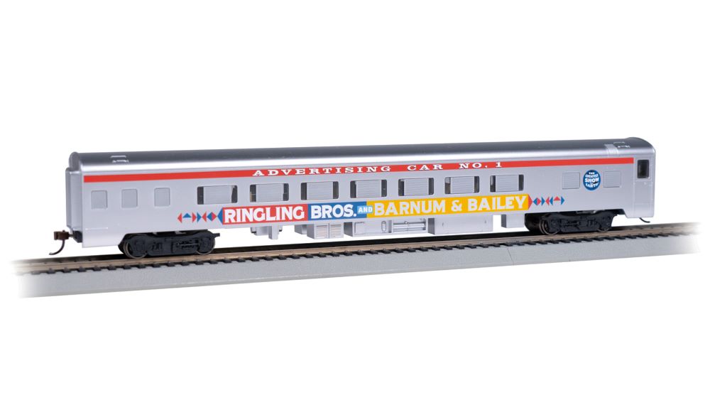 Bachmann 14215 HO 85’ Smooth-Side Coach w/Lighted Interior Ringling Bros. & Barnum & Bailey Advertising Car No.1