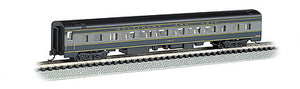 Bachmann 14253 N Scale 85' Smooth-Side Coach w/Lighting - Ready to Run -- Baltimore & Ohio (blue, gray, black)