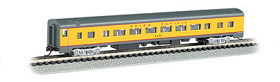 Bachmann 14254 N Scale 85' Smooth-Side Coach w/Lighting - Ready to Run -- Union Pacific (Armour Yellow, gray, red)