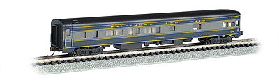 Bachmann 14353 N Scale 85' Smooth-Side Boat-Tail Observation w/Lighting - Ready to Run -- Baltimore & Ohio (blue, gray, black)