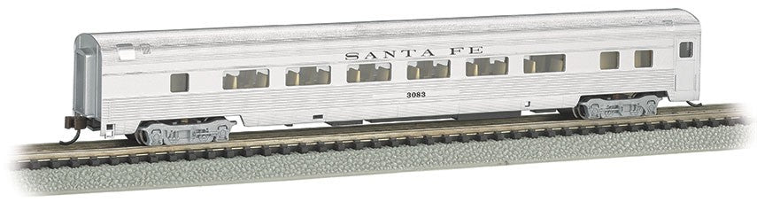 Bachmann 14755 N 85' Streamline Fluted Coach Car w/Lighted Interior Santa Fe #3083