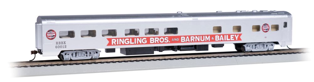 Bachmann 14807 HO 85’ Smooth-Side Dining Pie Car w/Lighted Interior Ringling Bros. & Barnum & Bailey (Red Unit #60012)