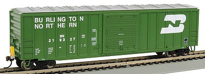 Bachmann 14902 HO Scale ACF 50'6" Outside-Braced Boxcar - Flashing Rear End Device - Ready to Run -- Burlington Northern #219327 (Cascade Green, white)