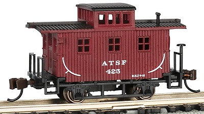 Bachmann 15753 N Scale Old-Time Wood Bobber Caboose - Ready to Run -- Atchison, Topeka & Santa Fe #25 (Boxcar Red)