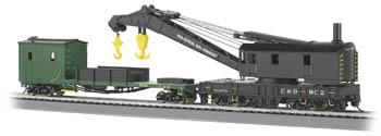 Bachmann 16122 HO Scale 250-Ton Crane Car & Boom Tender - Silver Series(R) -- Chesapeake & Ohio