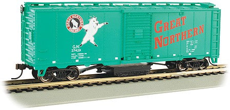 Bachmann 16321 HO Scale Track Cleaning 40' Boxcar, Removable Dry Pad - Ready to Run - Silver Series -- Great Northern 27429 (Jade Green, Standing Rocky Logo)