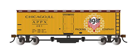 Bachmann 16331 HO Scale Track Cleaning 40' Wood Reefer with Removable Dry Pad - Ready to Run -- Agar Packing Co. #401 (yellow, red, white)