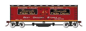 Bachmann 16333 HO Scale Track Cleaning 40' Wood Reefer with Removable Dry Pad - Ready to Run -- Ramapo Valley Creamery BBRX #1832 (red, black, yellow)