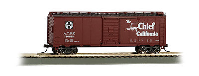 Bachmann 16501 HO Scale 40' Steel Boxcar - Ready to Run -- Atchison, Topeka & Santa Fe (Boxcar Red; Map Scheme, "Super Chief California")