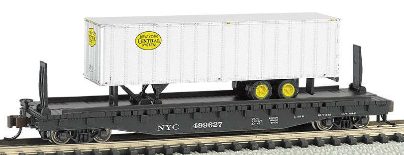 Bachmann 16753 N 52' 6" Flatcar w/35' Ribbed Piggyback Trailer New York Central