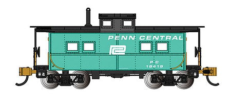 Bachmann 16821 HO Scale Northeast-Style Steel Cupola Caboose - Ready to Run - Silver Series(R) -- Penn Central 18419 (Jade Green, black, Centered Logo)