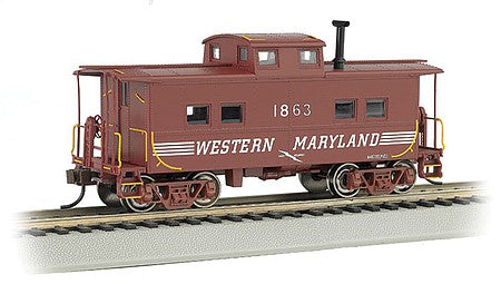 Bachmann 16823 HO Scale Northeast-Style Steel Cupola Caboose - Ready to Run - Silver Series(R) -- Western Maryland 1863 (Boxcar Red, Speed Lettering)