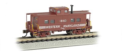 Bachmann 16859 N Scale Northeast-Style Steel Cupola Caboose - Ready to Run - Silver Series(R) -- Western Maryland #1863 (Speed Lettering)