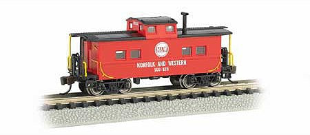 Bachmann 16865 N Scale Northeast-Style Steel Cupola Caboose - Ready to Run - Silver Series(R) -- Norfolk & Western 500825 (red)