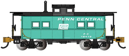 Bachmann 16866 N Scale Northeast-Style Steel Cupola Caboose - Ready to Run - Silver Series(R) -- Penn Central (Jade Green, black)