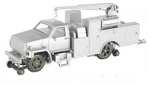 Bachmann 16901 HO Scale MOW Hi-Rail Equipment Truck w/Crane - DCC -- Unlettered (White, yellow)
