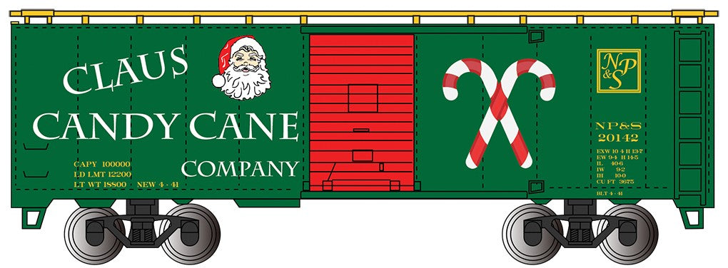Bachmann 17007 HO 40' Boxcar Christmas Claus Candy Cane Company