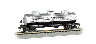 Bachmann 17106 HO Scale 40' 3-Dome Tank Car - Ready to Run - Silver Series(R) -- Carbide and Carbon Chemicals CCBX #303 (silver, black)