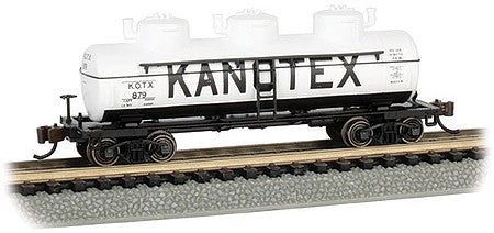 Bachmann 17157 N Scale 3-Dome Tank Car - Ready to Run - Silver Series(R) -- Kanotex 879