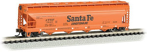 Bachmann 17564 N Scale Canadian Cylindrical 4-Bay Grain Hopper - Ready to Run - Silver Series(R) -- Atchison, Topeka & Santa Fe #101414 (orange)