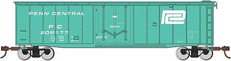 Bachmann 18040 HO Scale 50' Plug-Door Boxcar - Ready to Run - Silver Series(R) -- Penn Central 208177 (Jade Green, white)