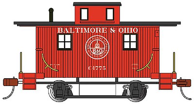 Bachmann 18404 HO Scale Wood 4-Wheel Bobber Caboose - Ready to Run - Silver Series(R) -- Baltimore & Ohio #C-1775 (red, black, 13 States Logo)