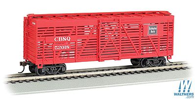 Bachmann 18505 HO Scale 40' Stock Car - Ready to Run - Silver Series(R) -- Chicago, Burlington & Quincy