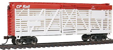 Bachmann 18527 HO Scale 40' Stock Car - Ready to Run - Silver Series(R) -- Canadian Pacific (white, red)