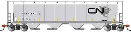 Bachmann 19145 HO Scale Canadian Cylindrical 4-Bay Grain Hopper - Ready to Run - Silver Series(R) -- Canadian National (gray, North America Logo)