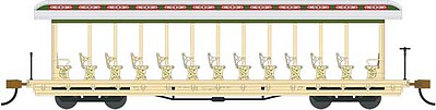 Bachmann 19344 HO Scale Jackson Sharp Open-Sided Excursion Car - Ready to Run - Silver Series(R) -- Amusement Park (cream, green)